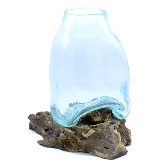 Photo 1 of Large Molten Glass Vase - Terrarium Jar On Wood Luxury Decor featuring authentic premium craftsmanship.