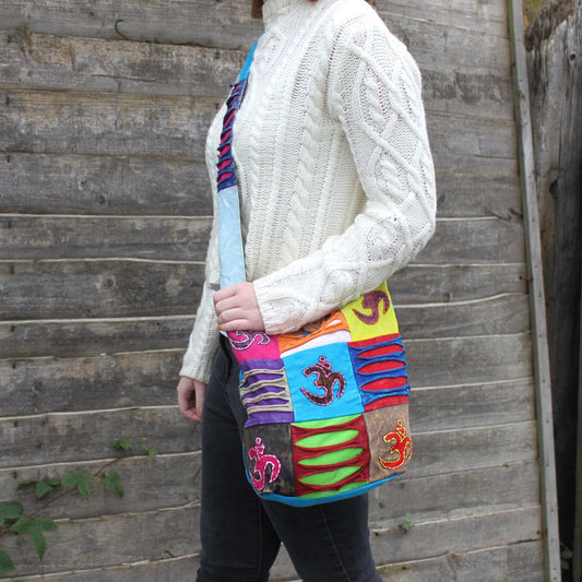 Ethnic Sling Bag - Teal / Om