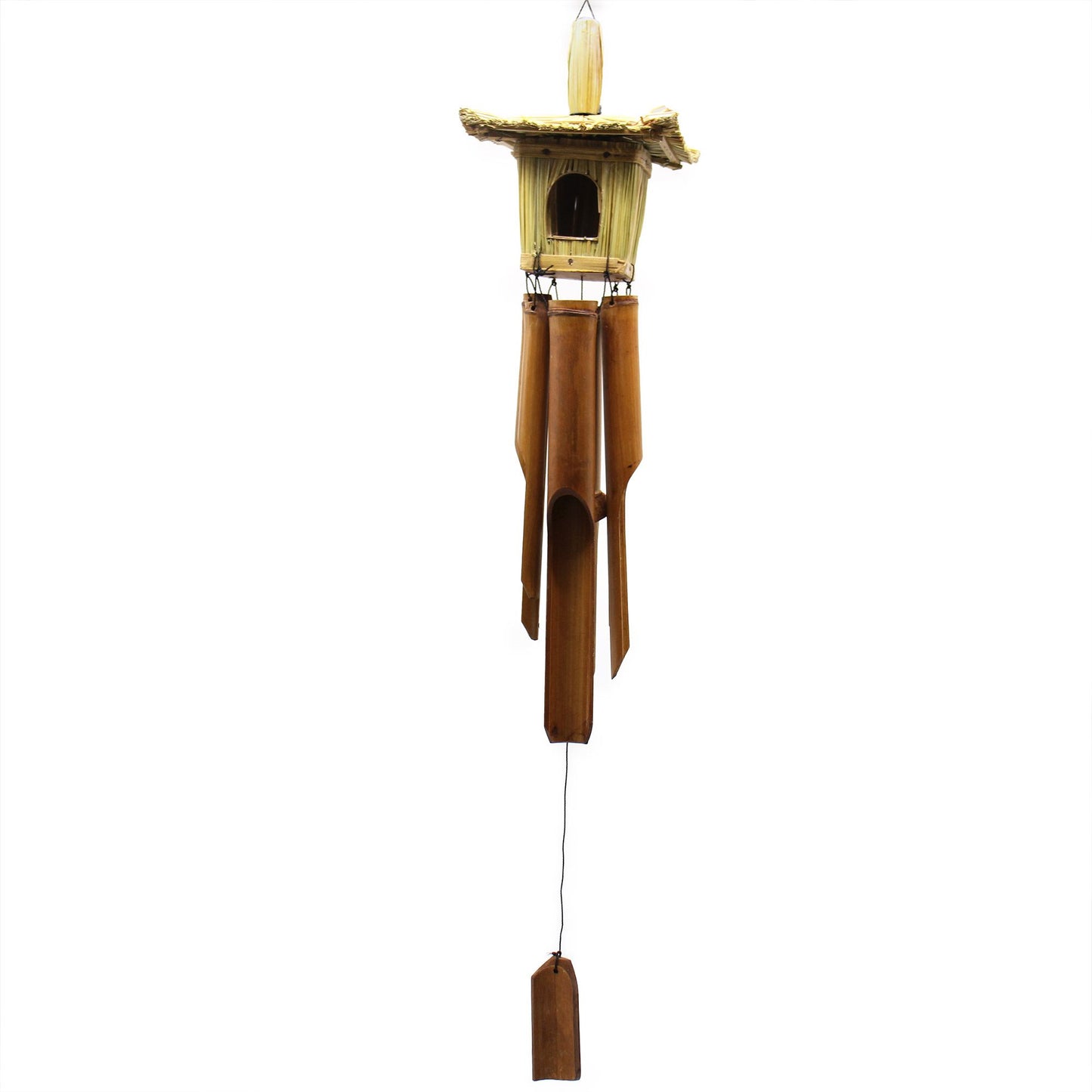 Square Seagrass Bird Box with Chimes 49x15cm from our luxury seagrass bird houses collection