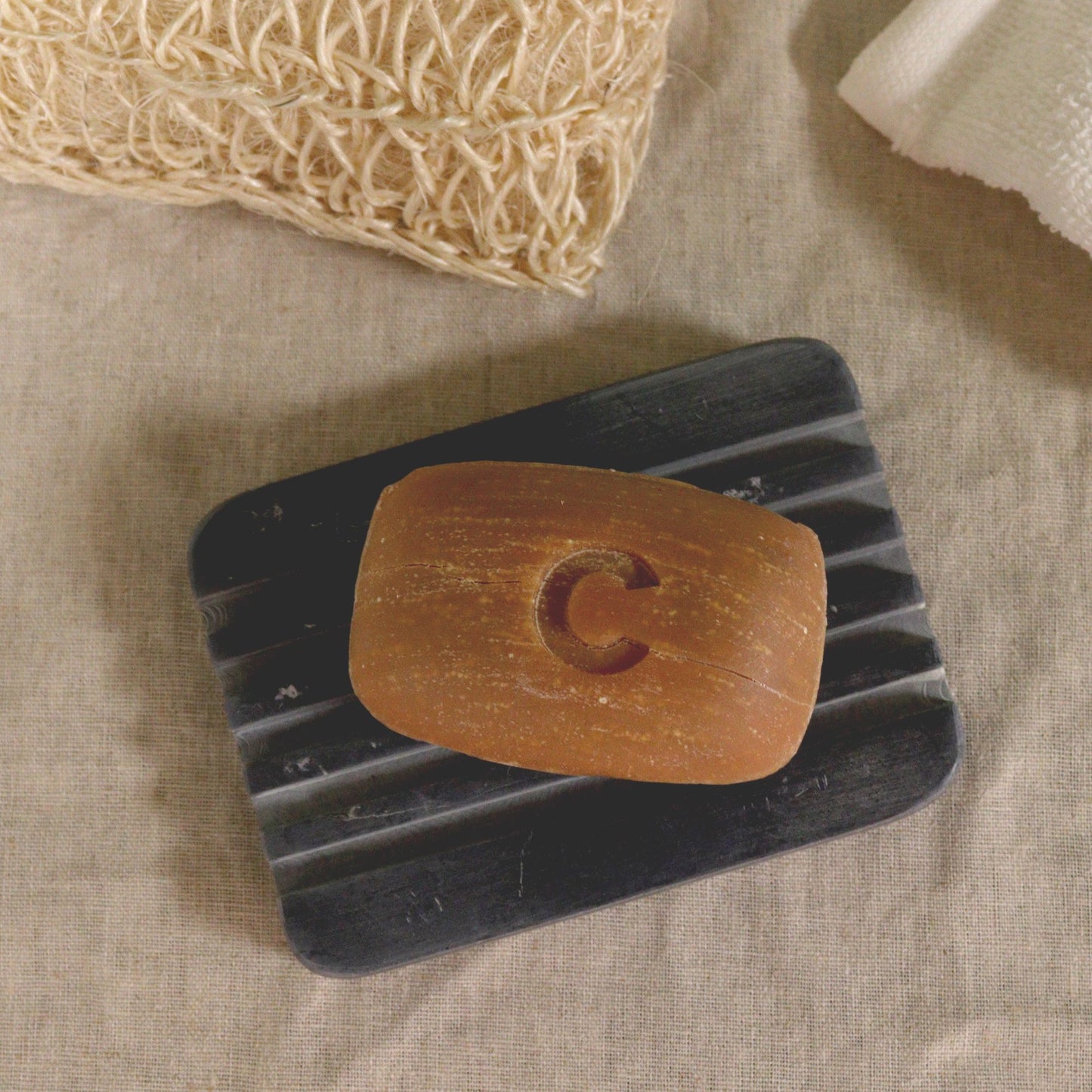 Grey Soapstone Soap Dish 12x8.5cm - Heavey Ridges from our luxury stone soap dishes collection