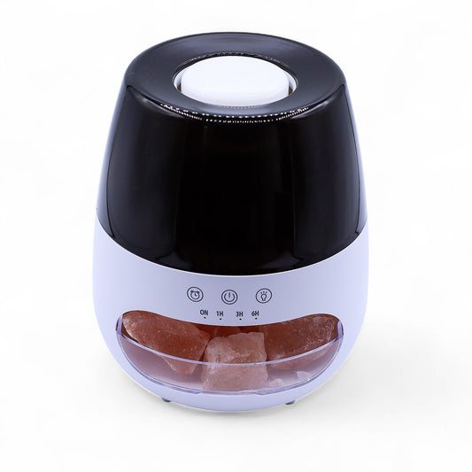 Salt Stone Flame Effect Aroma Diffuser  - White USB - Colour Change and Timer lifestyle product photo on neutral background