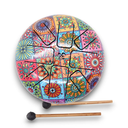 Photo 2 of Med Hapi Drum Multi Coloured - 17x13cm Meditation Drum featuring authentic premium craftsmanship.