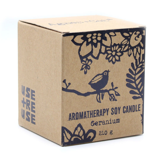 Detailed close up view highlighting the high quality craftsmanship and individual features of the agnes cat herb garden candles geranium534