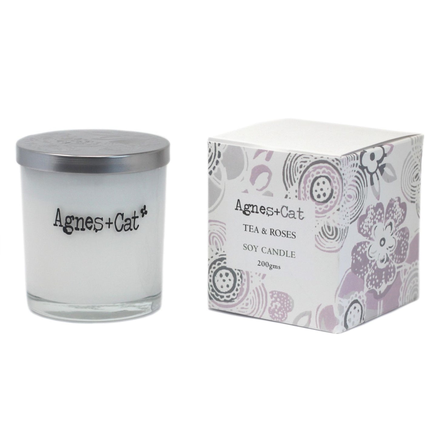 Detailed close up view highlighting the high quality craftsmanship and individual features of the agnes cat votive candle tea and roses540