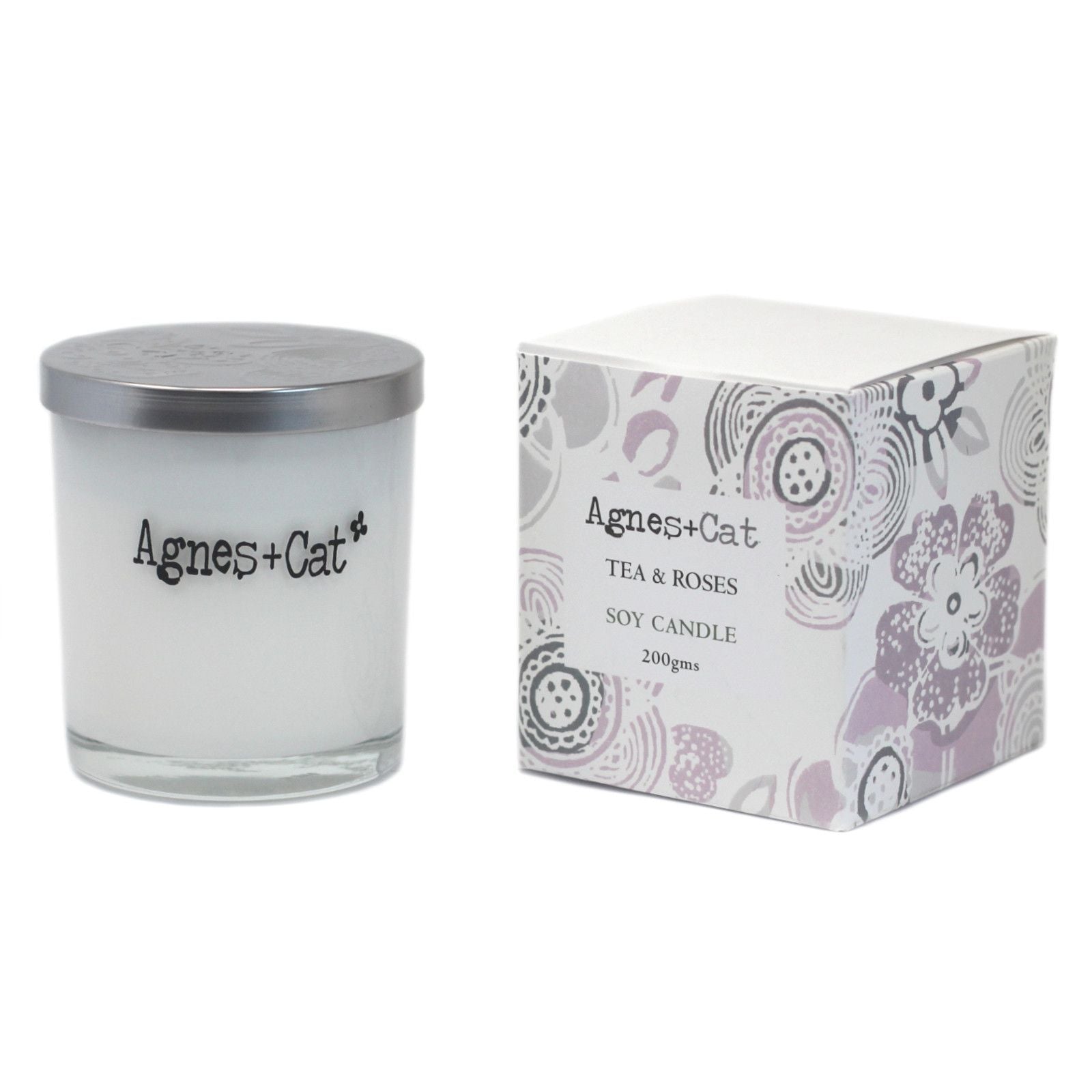 Detailed close up view highlighting the high quality craftsmanship and individual features of the agnes cat votive candle tea and roses540