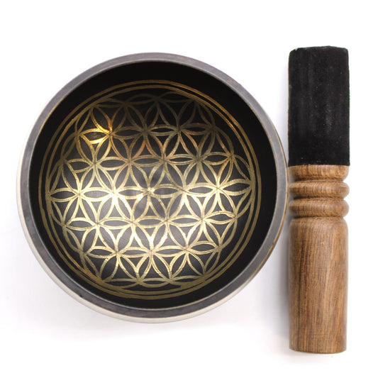 Flower Of Life Sing Bowl Set lifestyle product photo on neutral background