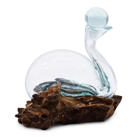 Photo 1 of Molten Glass Duck Decanter On Wood With Stopper 19cm featuring authentic premium craftsmanship.
