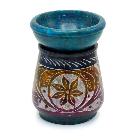 Small Coloured Soapstone Oil Burner 8cm - Flower from our luxury soapstone oil burners collection