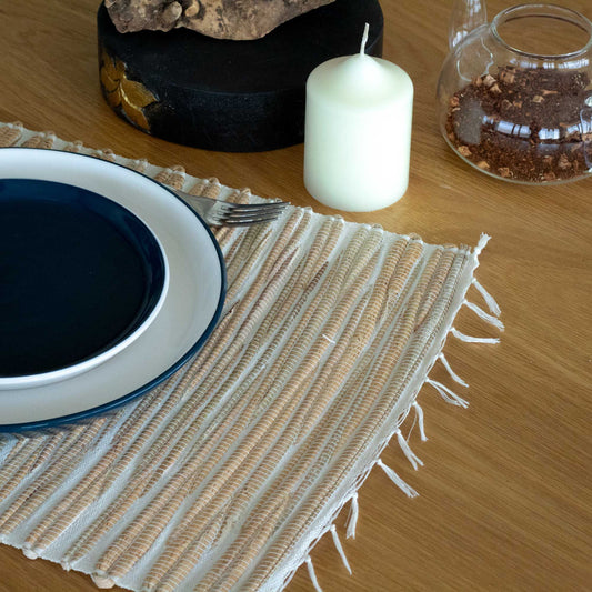 Water Hyacinth Natural Placemat - Natural Tiger with Fringe from our luxury java placemats and coasters collection
