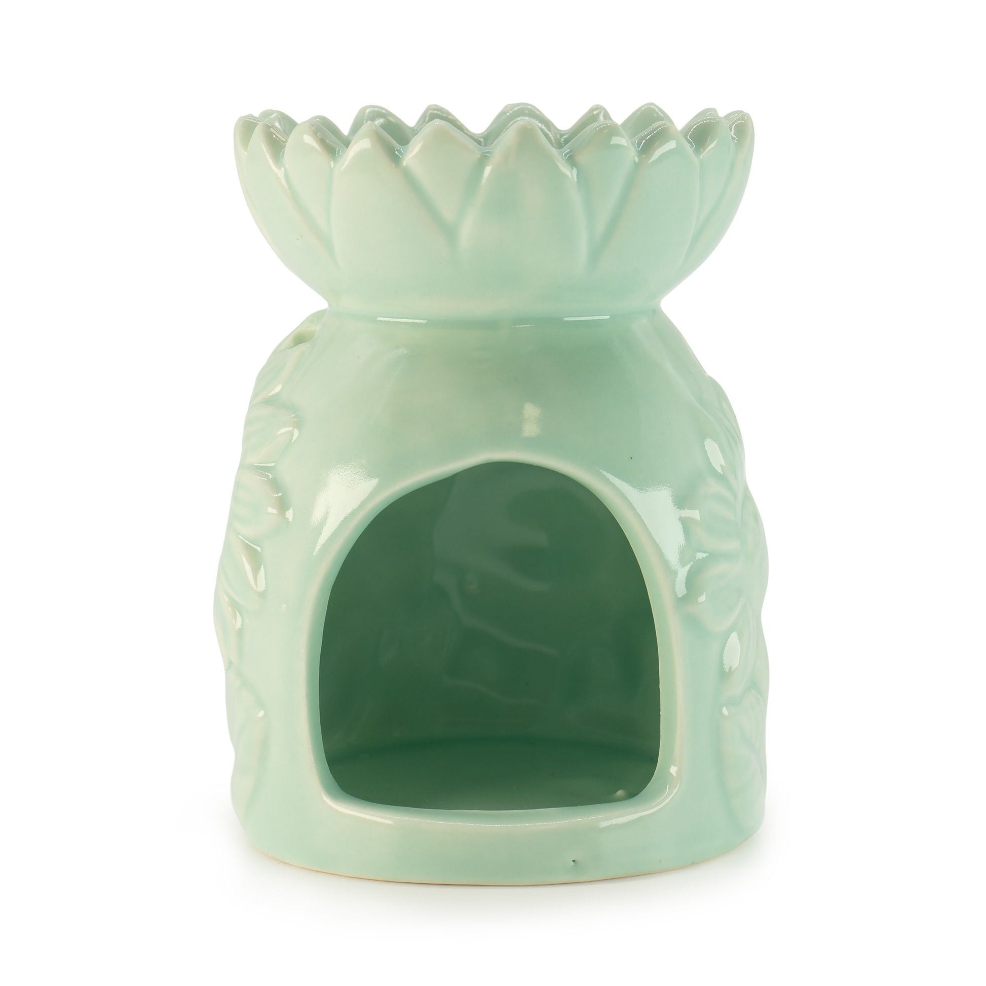 Ceramic Sunflower Oil Burner - Pastel Green from our luxury ceramic zen oil burners collection