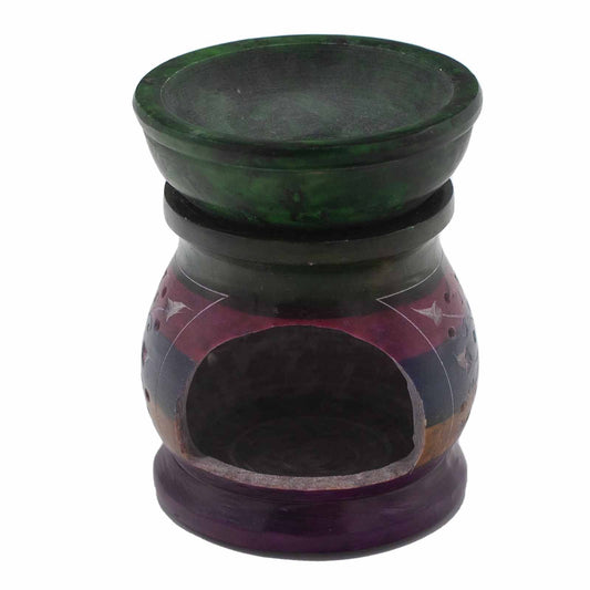 Soapstone Oil Burner 10cm - Flower of Life - Five Colours lifestyle product photo on neutral background