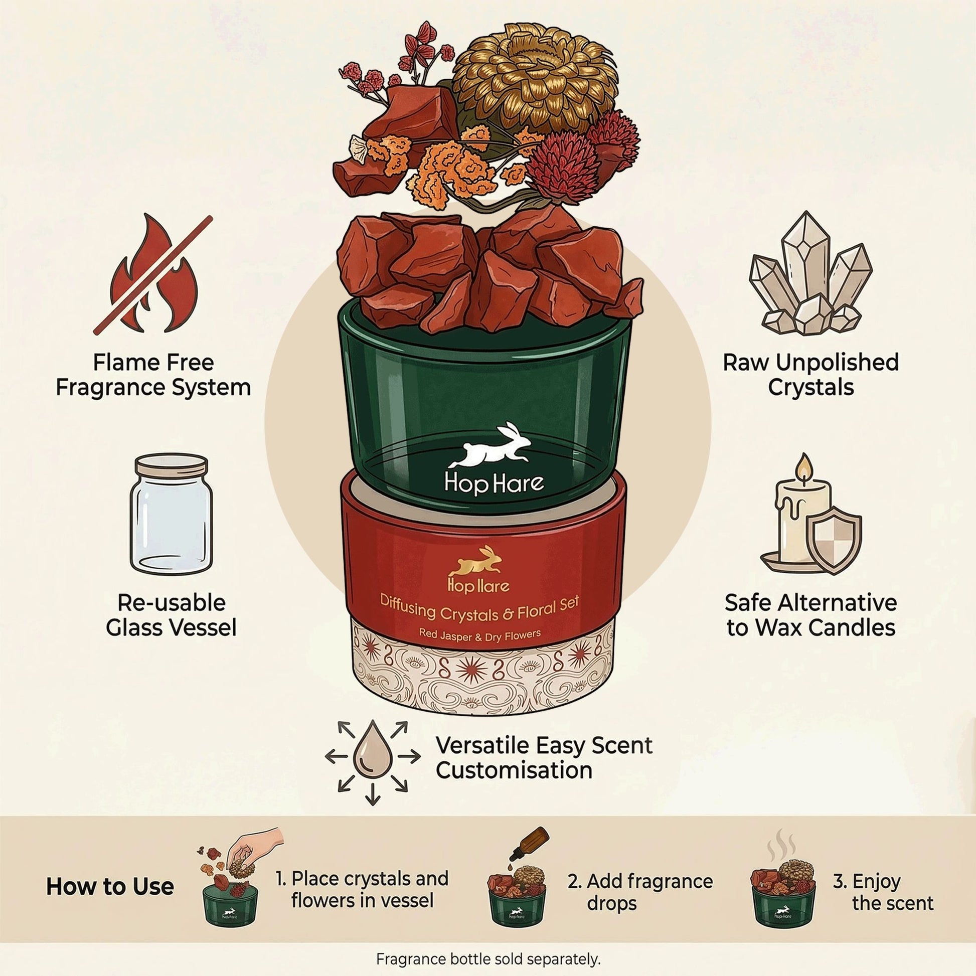 Hop Hare Diffusing Crystals & Floral Set - The Lovers from our luxury hop hare diffusing crystals & floral sets collection