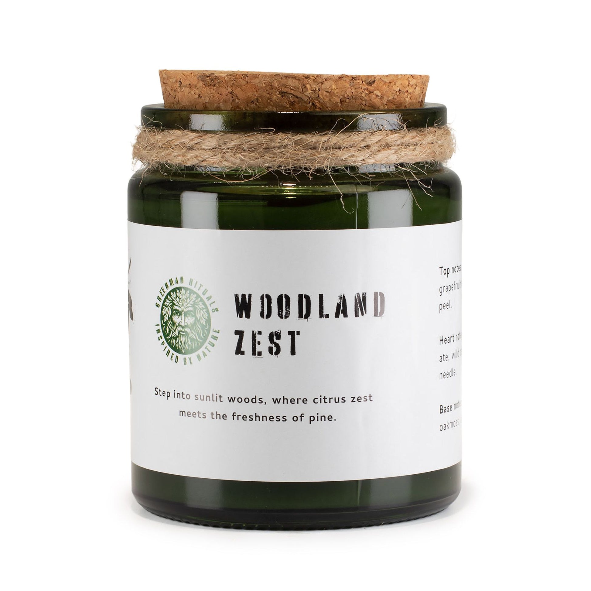 Luxury presentation of the greenman woodwick soy candle woodland zest404 showing the premium artisan packaging and complete set contents