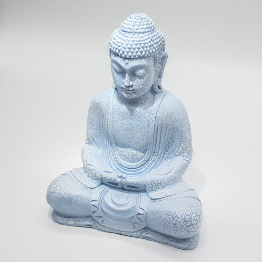 Meditation Buddha Lamp Sky Blue - Oval Stand lifestyle product photo on neutral background