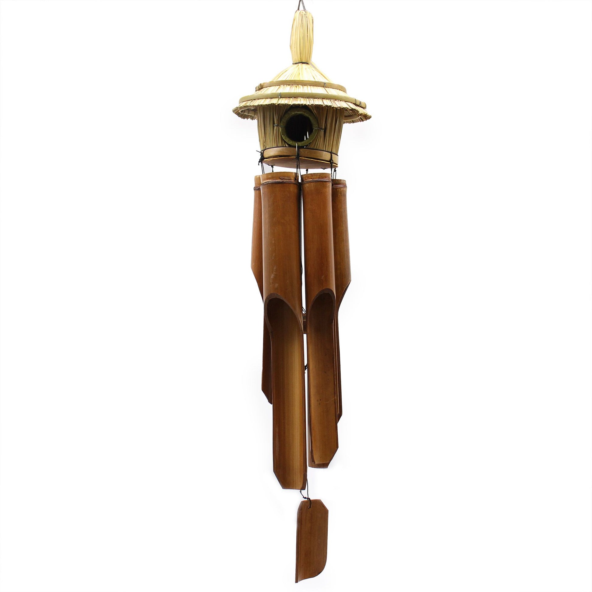 Lrg Round Seagrass Bird Box with Chimes 56x20cm from our luxury seagrass bird houses collection