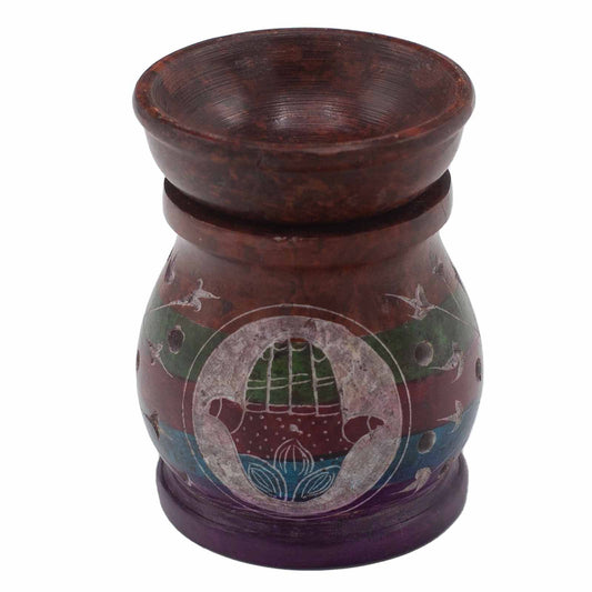 Soapstone Oil Burner 10cm - Hamsa - Five Colours lifestyle product photo on neutral background