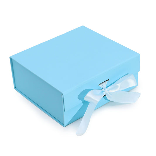 Flat Pack Gift Box - Medium Square (20x18.2x8cm) - Baby Blue lifestyle product photo on neutral background