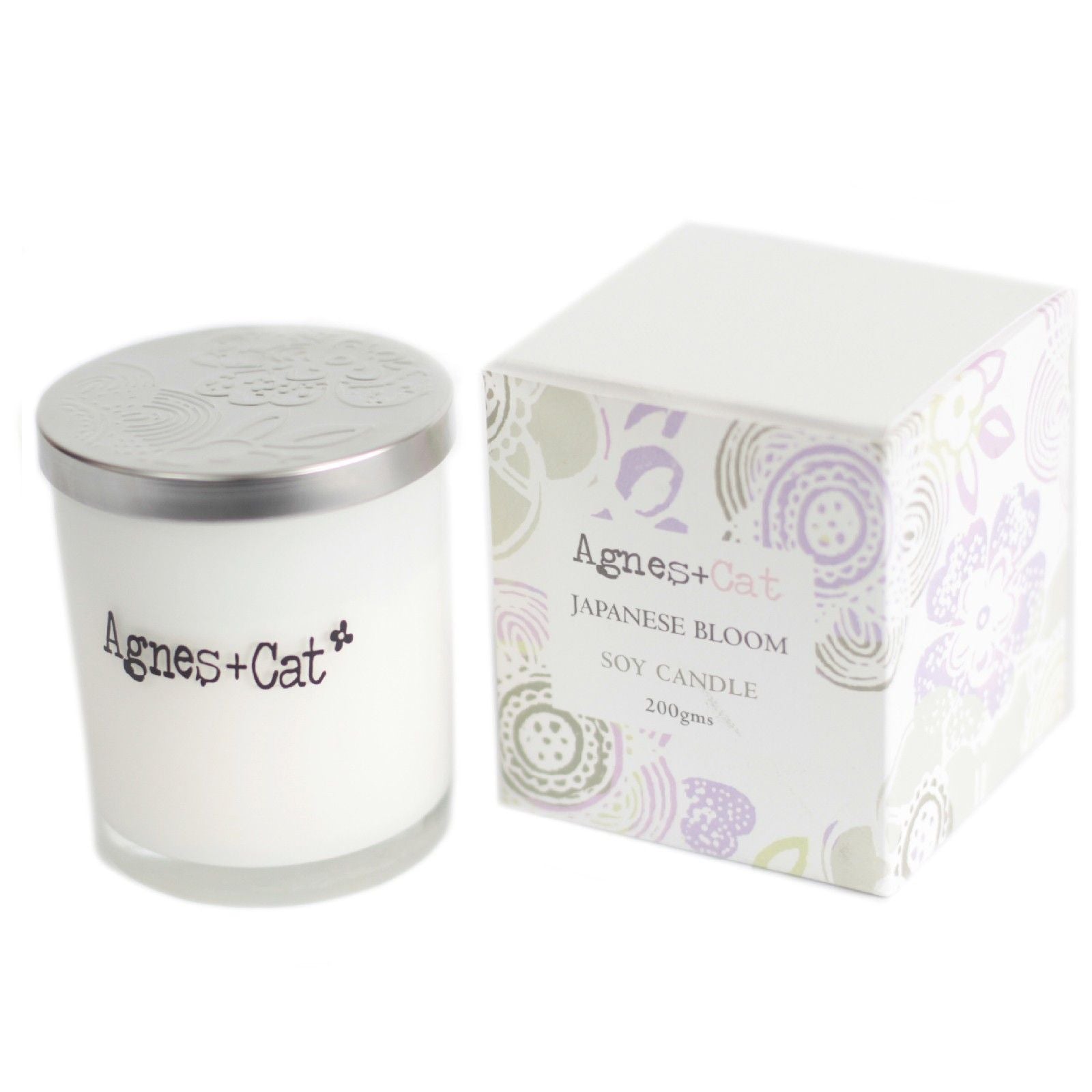 Detailed close up view highlighting the high quality craftsmanship and individual features of the agnes cat votive candle japanese bloom608