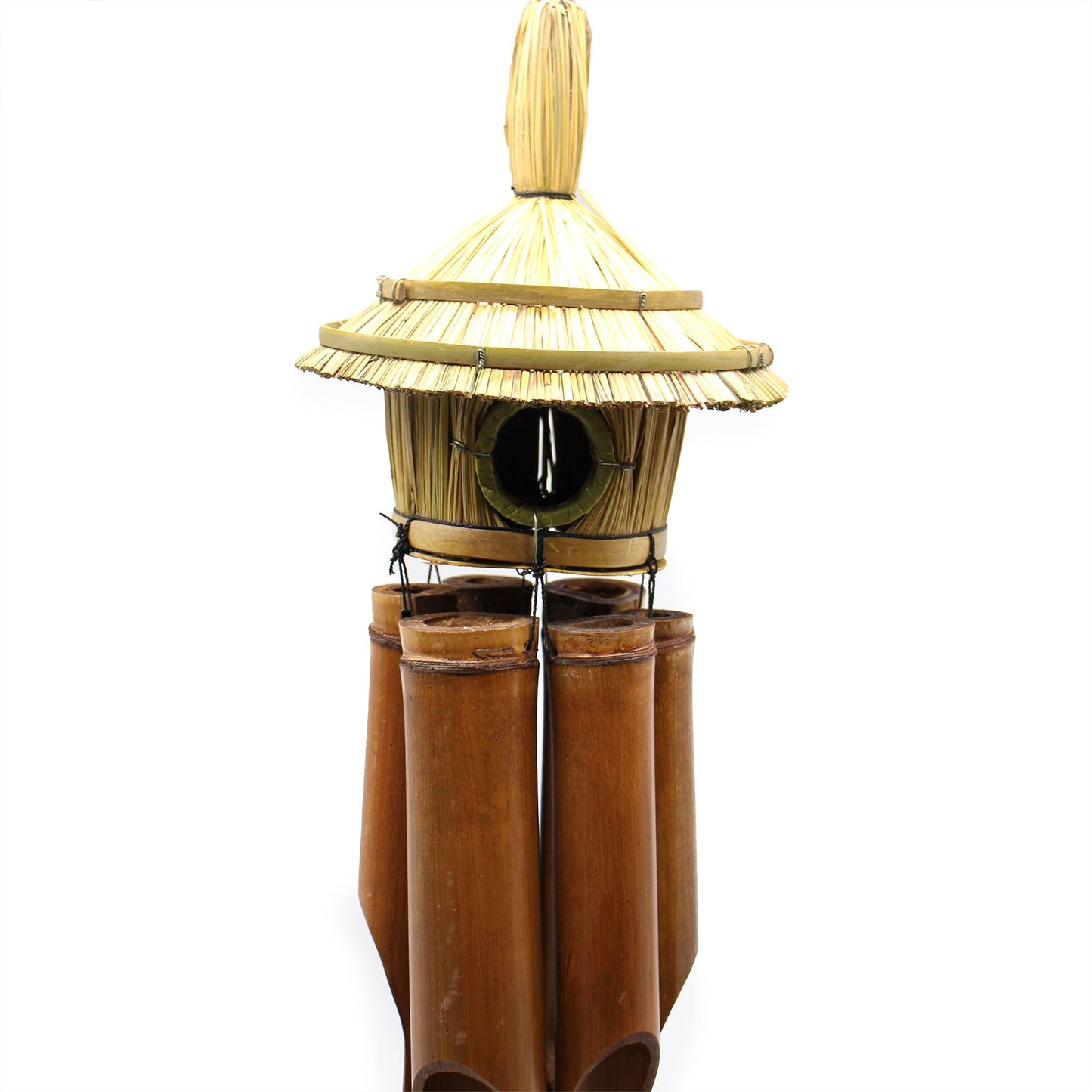 Lrg Round Seagrass Bird Box with Chimes 56x20cm from our luxury seagrass bird houses collection