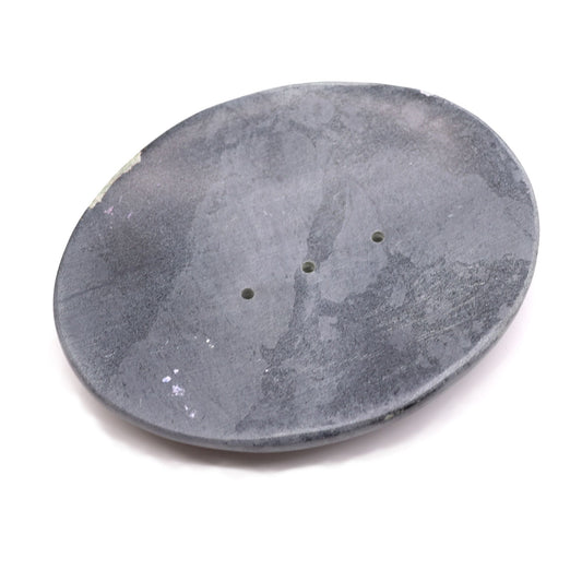 Grey Soapstone Soap Dish 10x12cm- Classic Oval from our luxury stone soap dishes collection