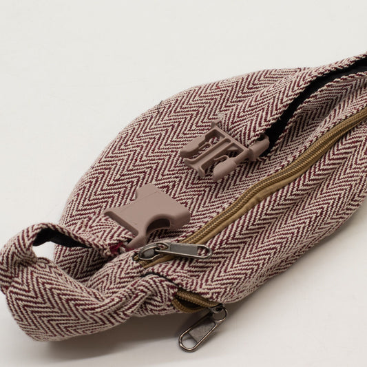Cotton Hemp Style Belt (or Fanny) Bag - Wine lifestyle product photo on neutral background