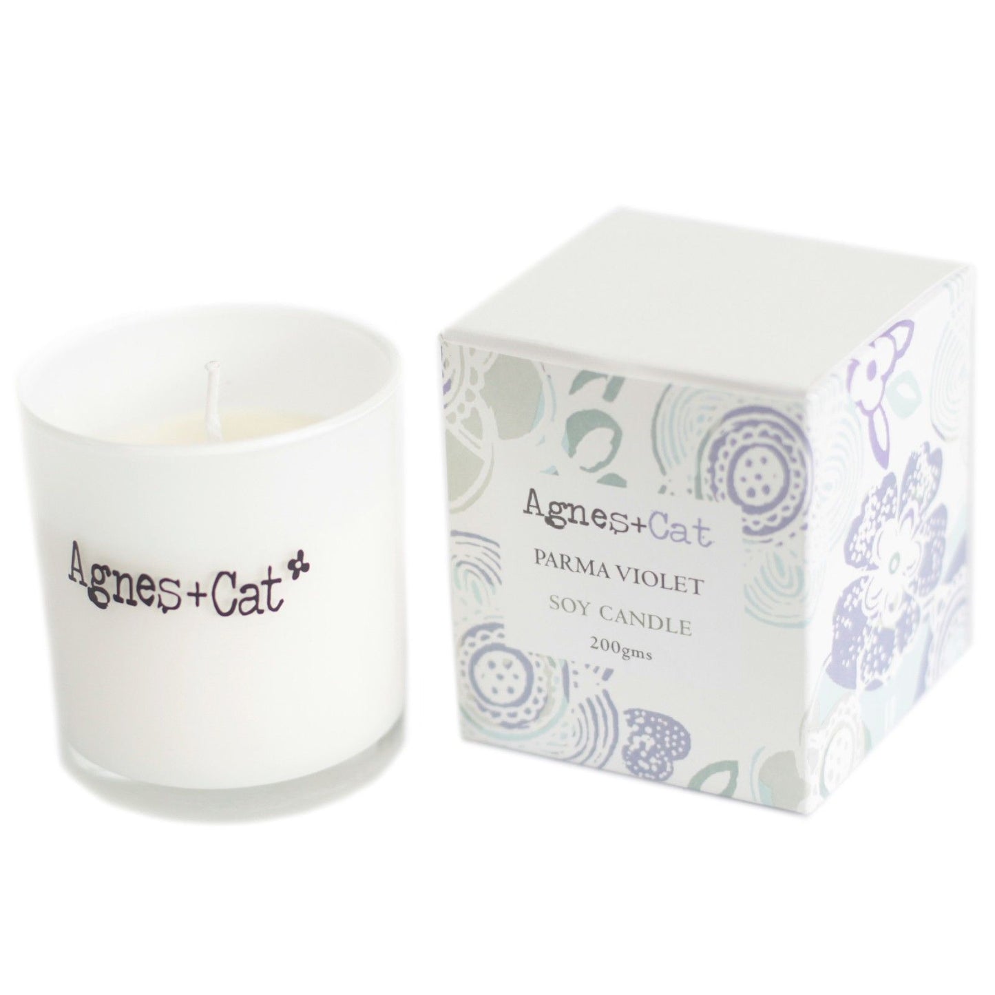 Luxury presentation of the agnes cat votive candle parma violet550 showing the premium artisan packaging and complete set contents