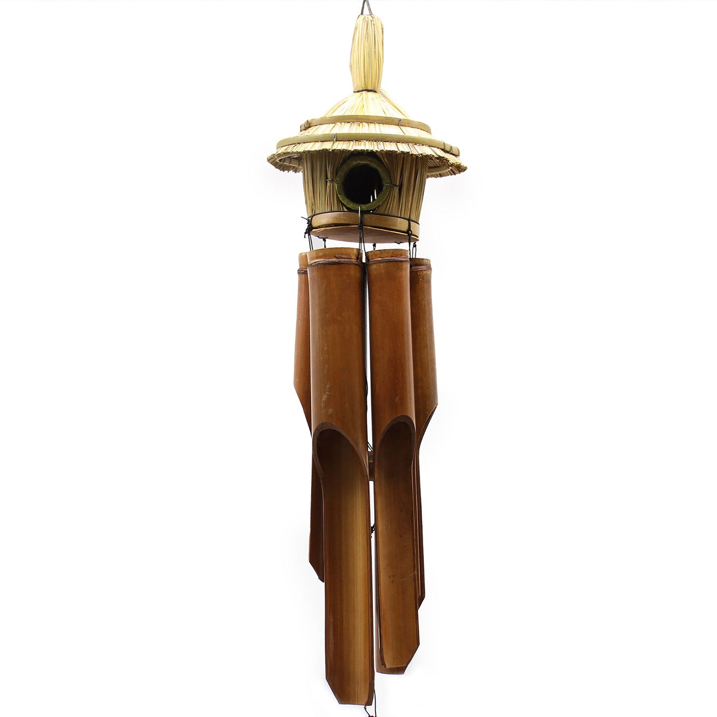 Lrg Round Seagrass Bird Box with Chimes 56x20cm from our luxury seagrass bird houses collection