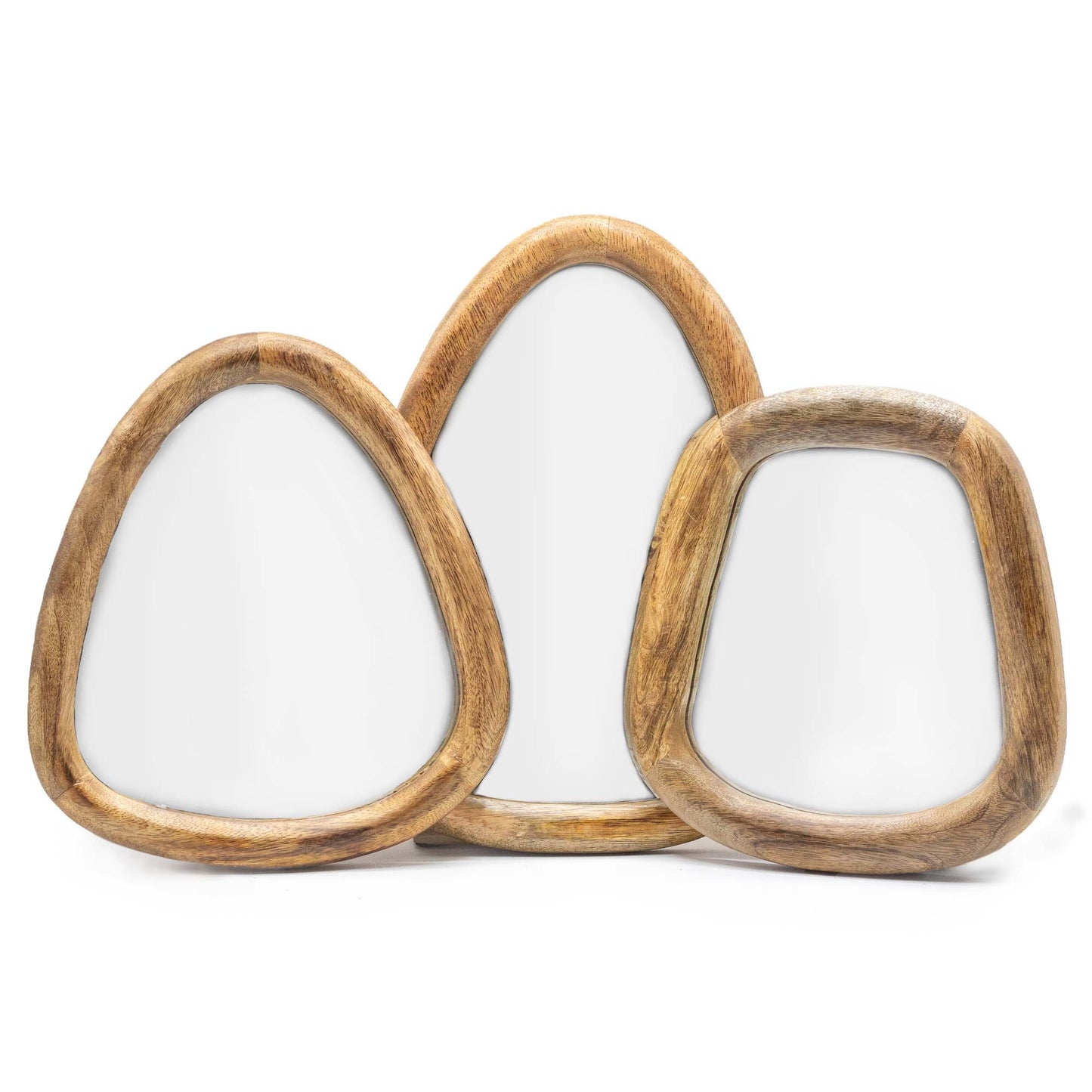 Photo 1 of Set Of 3 Pebble Shaped Mirrors - Dark Brown Finish featuring authentic premium craftsmanship.