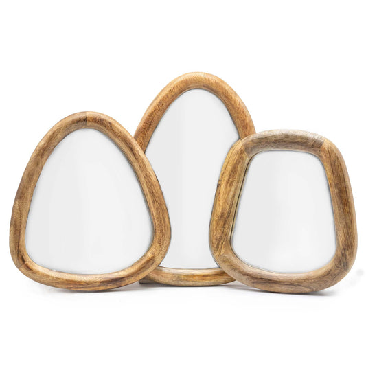 Photo 1 of Set Of 3 Pebble Shaped Mirrors - Dark Brown Finish featuring authentic premium craftsmanship.