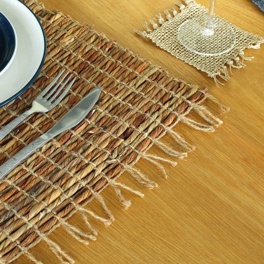 Water Hyacinth Natural Placemat - Robusta and Fringe from our luxury java placemats and coasters collection