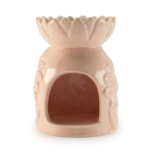 Ceramic Sunflower Oil Burner - Pastel Pink from our luxury ceramic zen oil burners collection