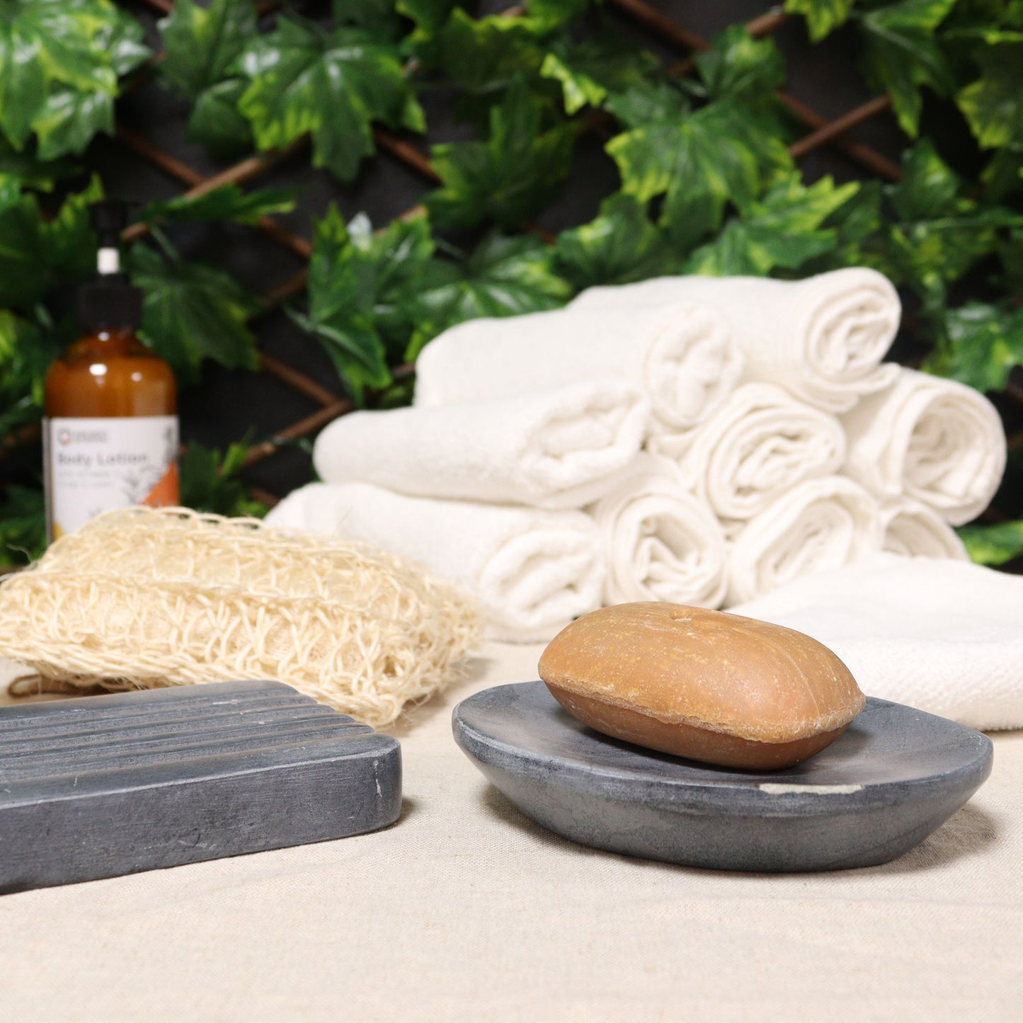 Grey Soapstone Soap Dish 10x12cm- Classic Oval from our luxury stone soap dishes collection