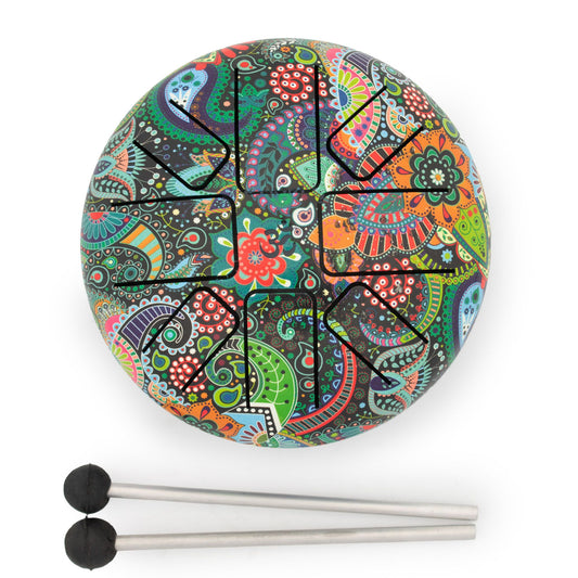 Photo 1 of Low Med Hapi Drum Mandela Leaf- 14x7cm Meditation Drum featuring authentic premium craftsmanship.