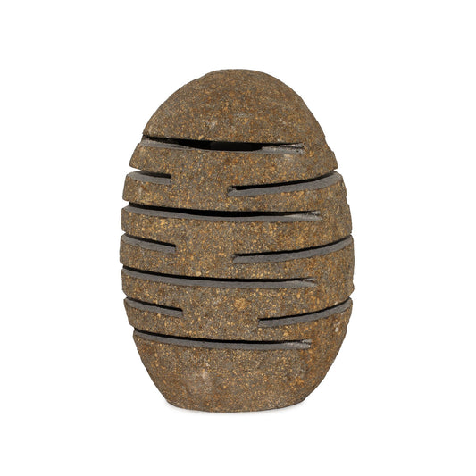 Luxury presentation of the natural riverstone candle holder standing stone cut 10x13x22cm543 showing the premium artisan packaging and complete set contents