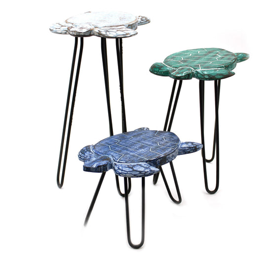 Set of 3 Albasia Wood Plant Stands - Turtles lifestyle product photo on neutral background