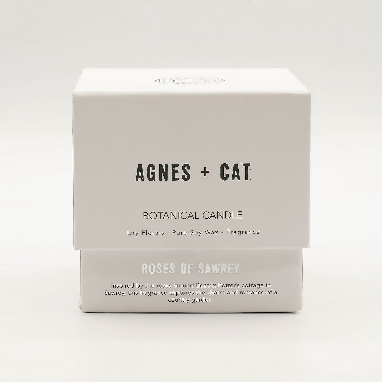 Detailed close up view highlighting the high quality craftsmanship and individual features of the agnes cat botanical soy wax candle roses of sawrey463