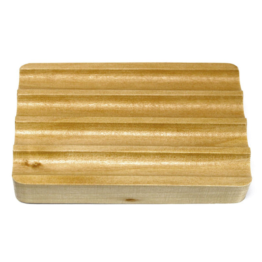 Hemu Wood Soap Dish - Corrugated from our luxury wooden soap dishes collection