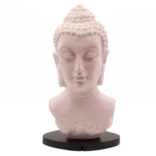 Buddha Bust Lamp Cherry Crackle - Oval stand lifestyle product photo on neutral background