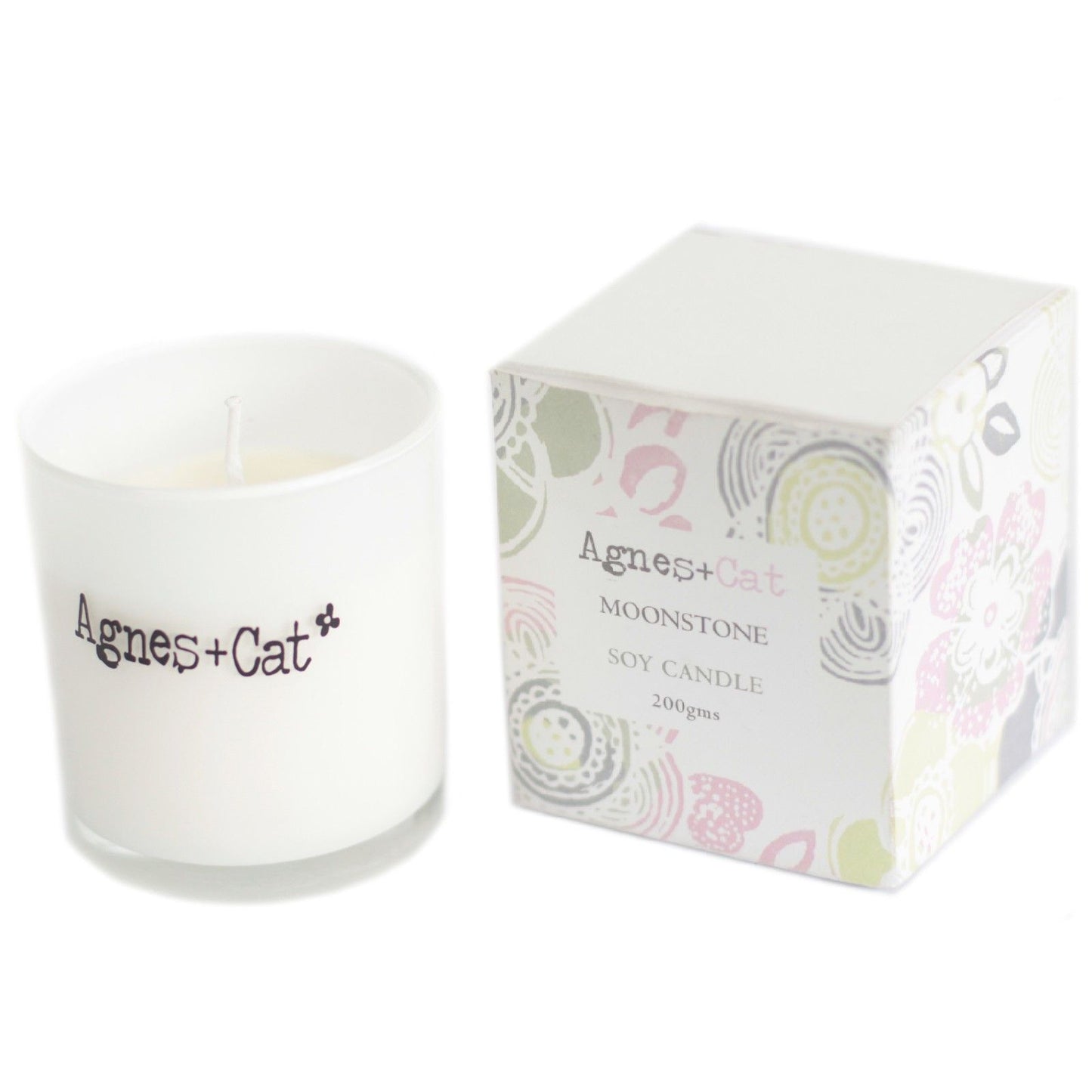 Luxury presentation of the agnes cat votive candle moonstone617 showing the premium artisan packaging and complete set contents