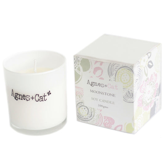 Luxury presentation of the agnes cat votive candle moonstone617 showing the premium artisan packaging and complete set contents