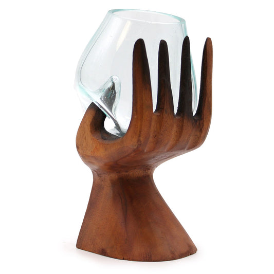 Photo 1 of Carved Hand With Molten Glass Bowl Luxury Decor Premium Edit featuring authentic premium craftsmanship.