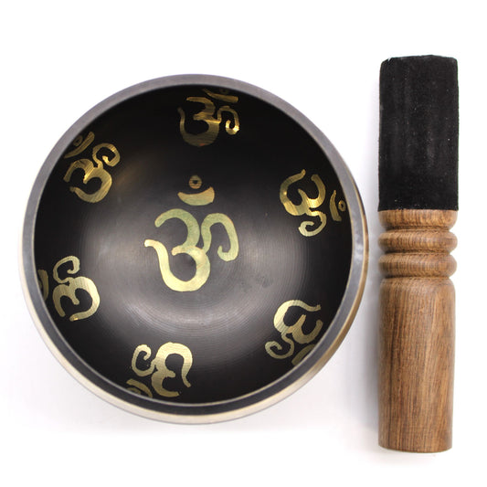 Yoga Om Singing Bowl Set lifestyle product photo on neutral background