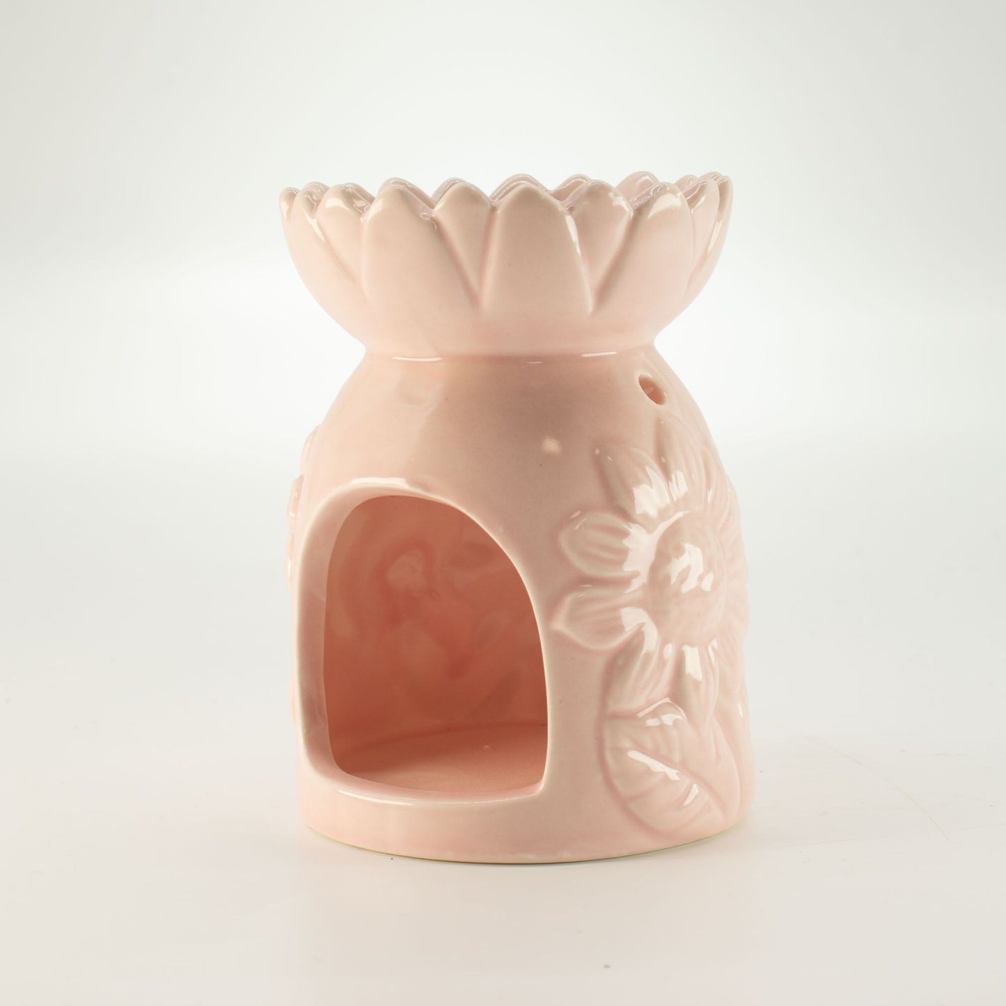 Ceramic Sunflower Oil Burner - Pastel Pink from our luxury ceramic zen oil burners collection