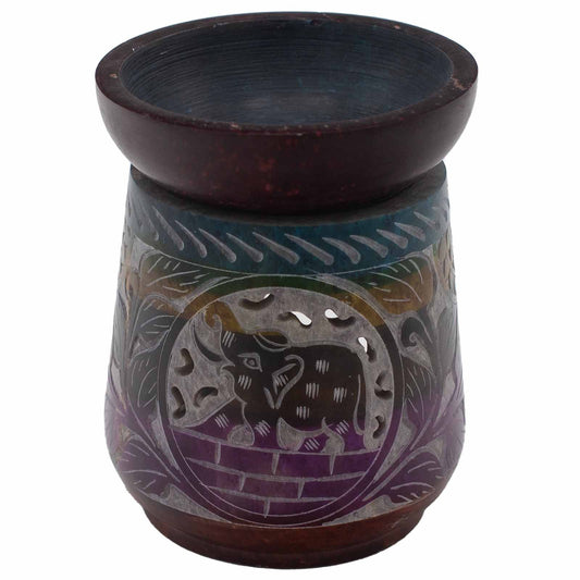 Large Soapstone Oil Burner 13x10cm - Elephant - Five Colours lifestyle product photo on neutral background