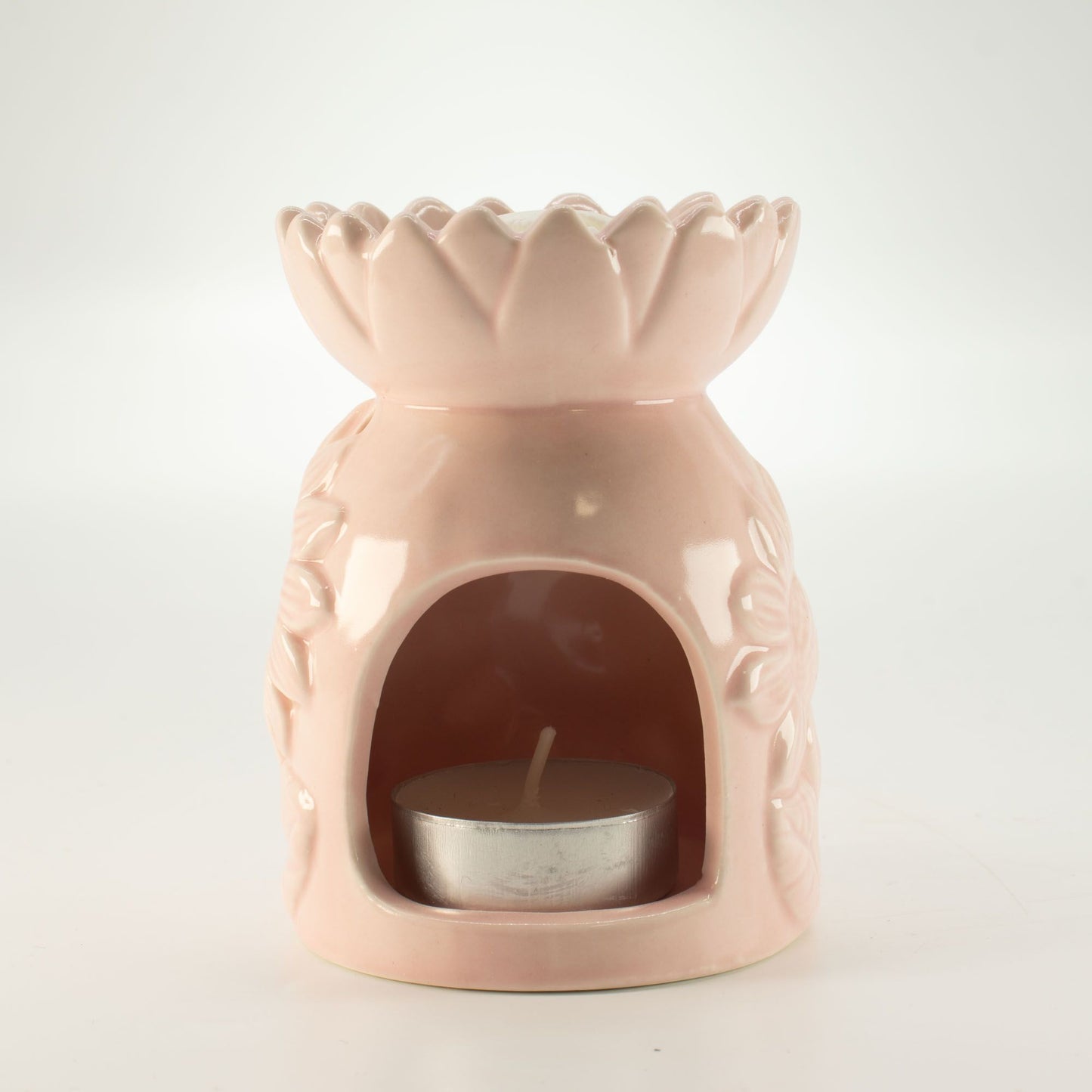 Ceramic Sunflower Oil Burner - Pastel Pink from our luxury ceramic zen oil burners collection