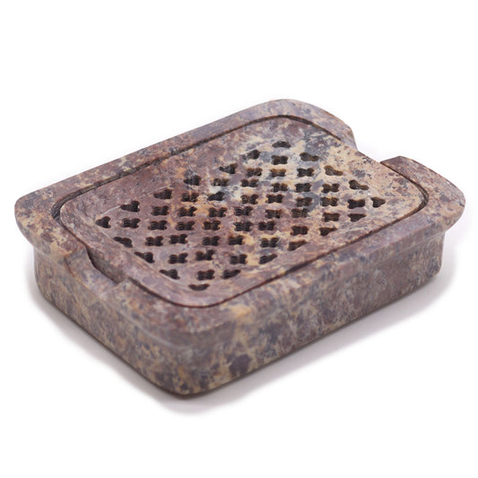 Soapstone Soap Dish & Drainer 11x8cm- Classic Square from our luxury stone soap dishes collection