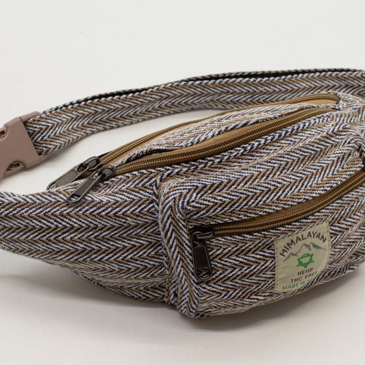 Cotton Hemp Style Belt (or Fanny) Bag - Blue lifestyle product photo on neutral background