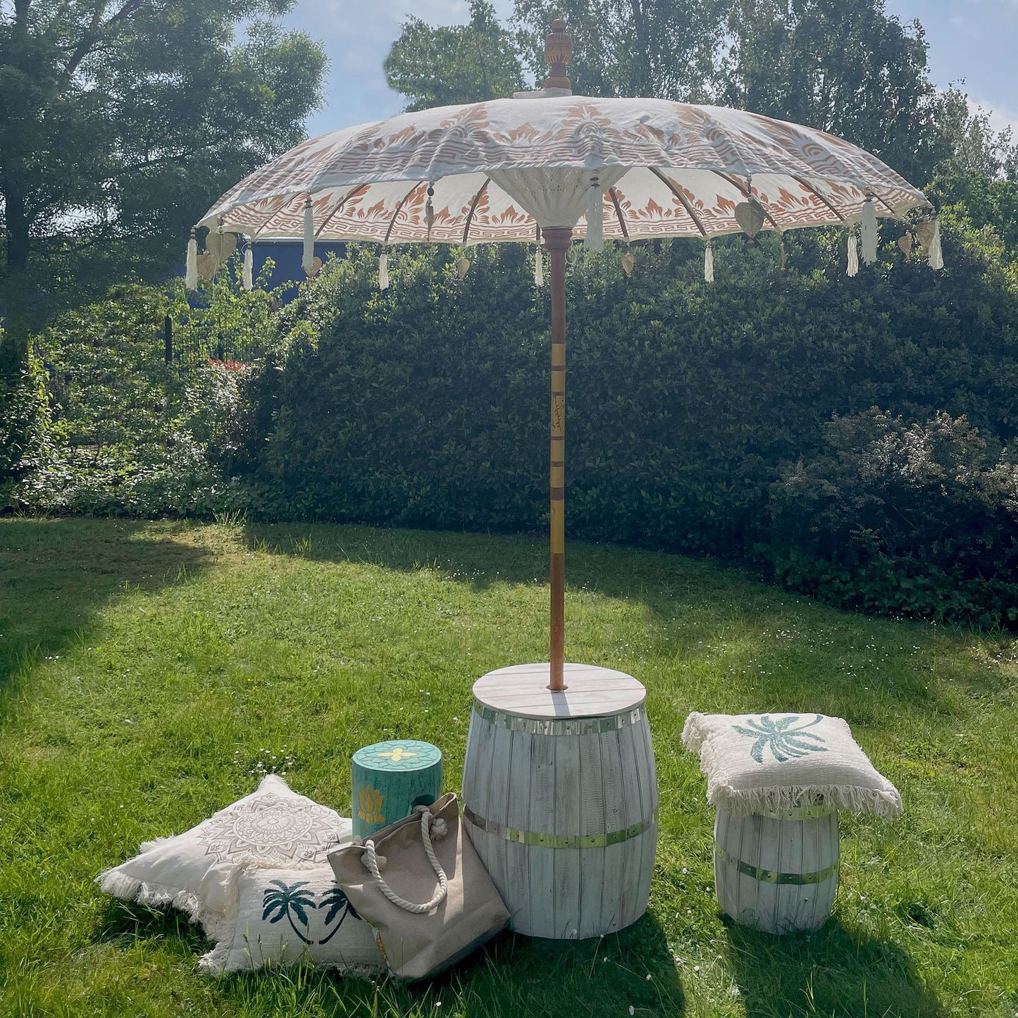 Bali Patio Parasol - Canvas - Natural Decor - 2m