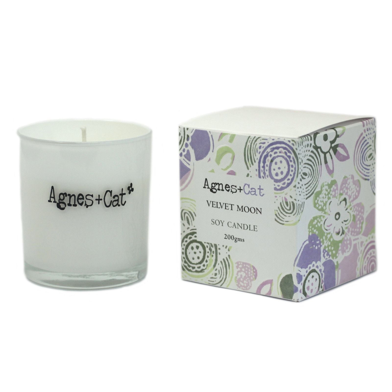 Detailed close up view highlighting the high quality craftsmanship and individual features of the agnes cat votive candle velvet moon509