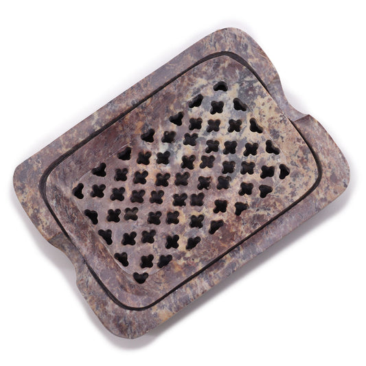 Soapstone Soap Dish & Drainer 11x8cm- Classic Square from our luxury stone soap dishes collection